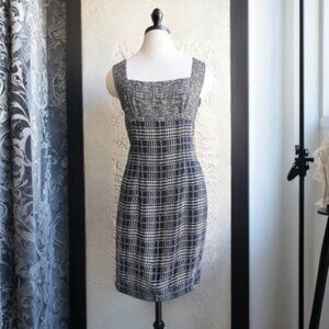 Vintage Jacques Fath women's dress 10 plaid career jumper sleeveless 1990s